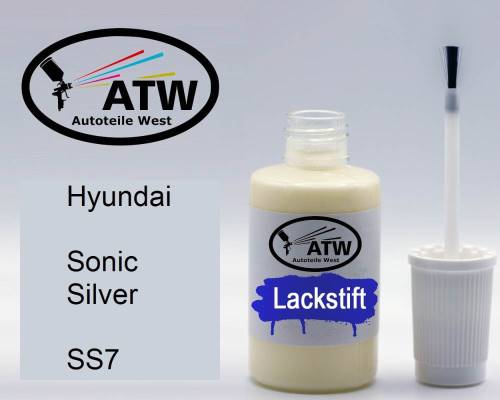 Hyundai, Sonic Silver, SS7: 20ml Lackstift, von ATW Autoteile West.